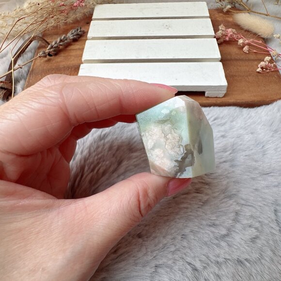 Gorgeous Extra Small Green Flower Agate Gusher | Green Flower Agate Free Form - Picture 5 of 7